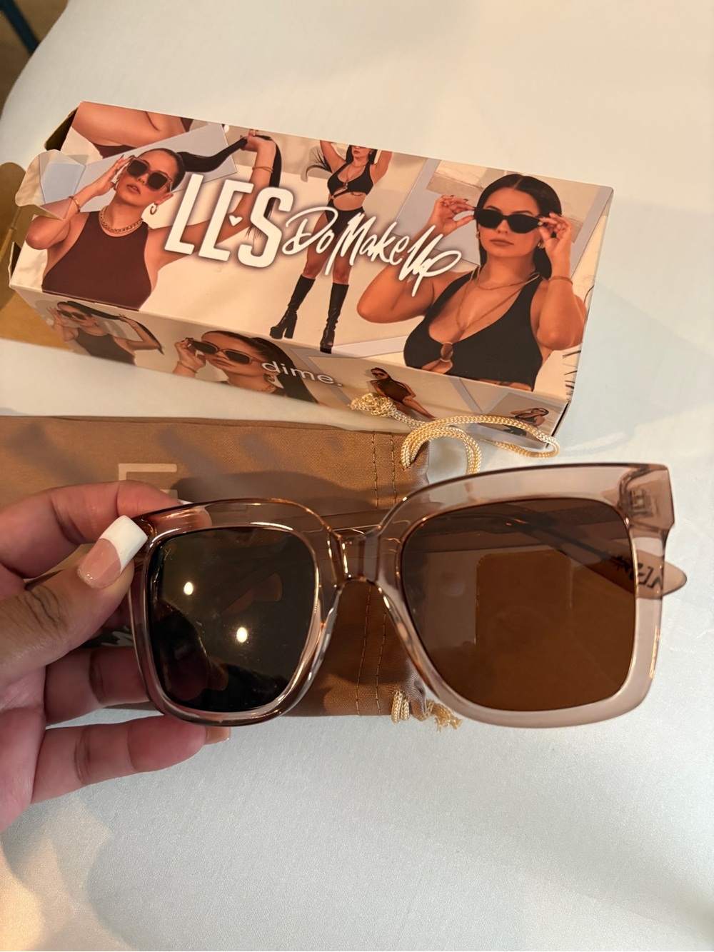 Brown Square Sunglasses - Les Do Makeup